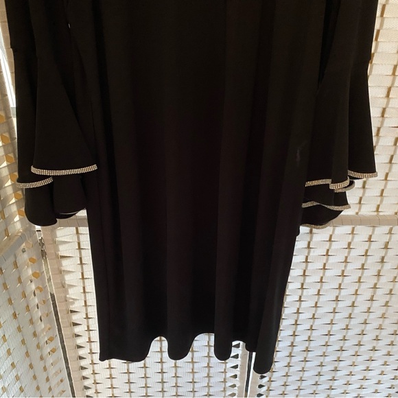 MSK Black XL dress,3/4 sleeves,boat neck,Rhinestones trim neckline and sleeves. - Picture 10 of 11